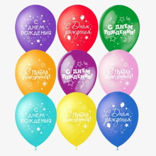 латексные шары с днём рождения ассорти