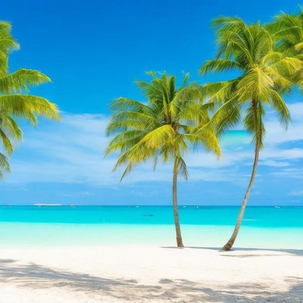 пляж с пальмами