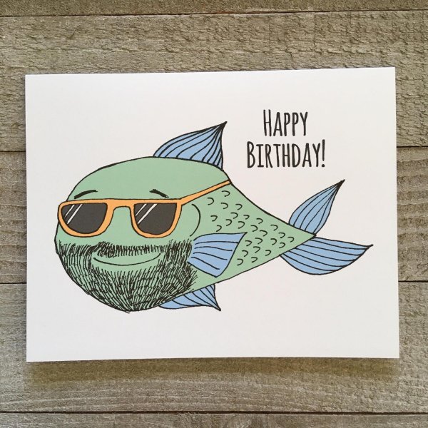 postcard happy birthday for fisherman