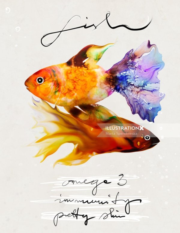 акварельные рыбки