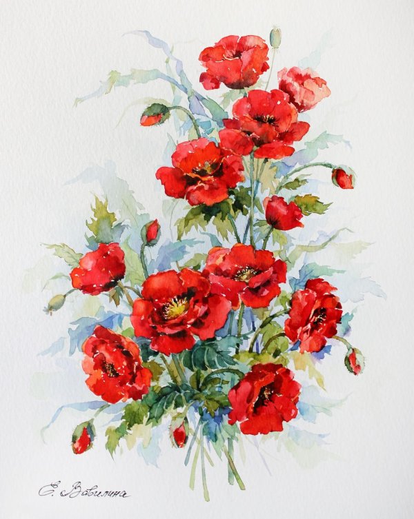 акварельные цветы