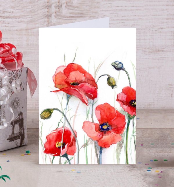 мак акварель