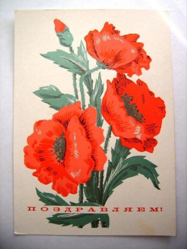 советские открытки цветы