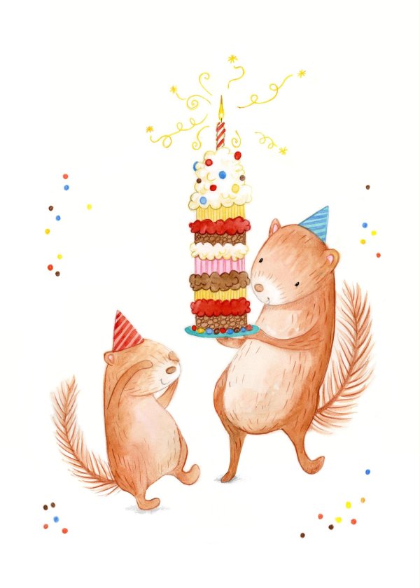 милая открытка на день рождения