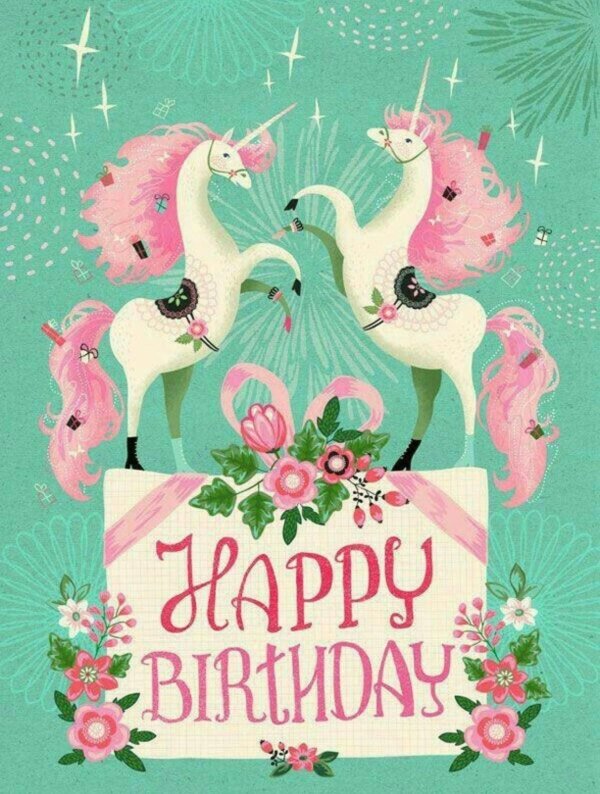 открытка с единорогом