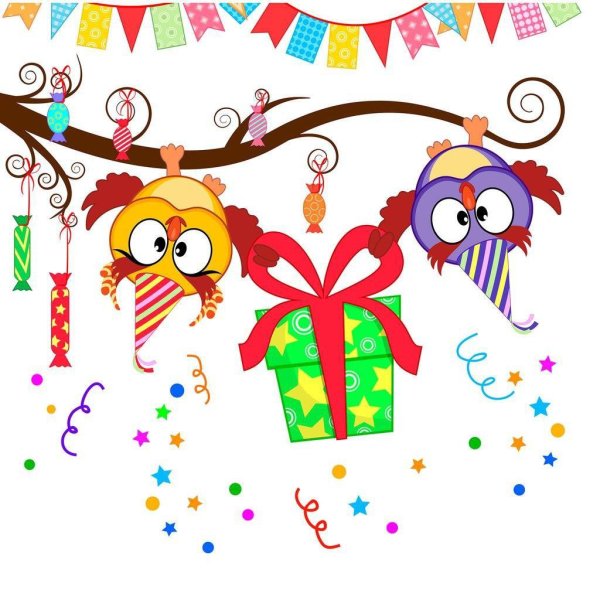 открытки с днём рождения с совушками