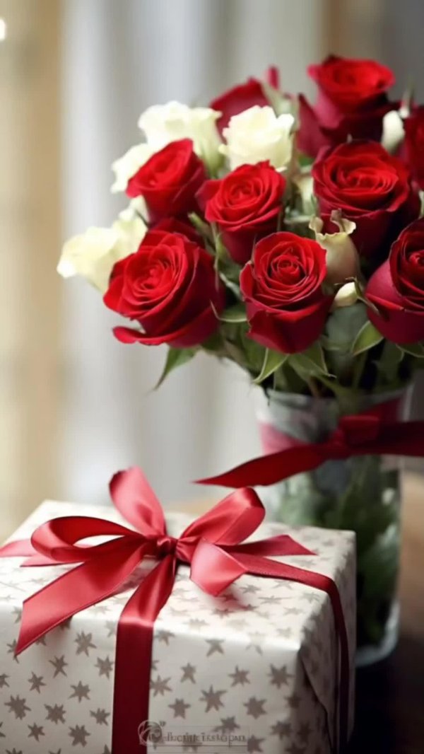 подарок с цветами