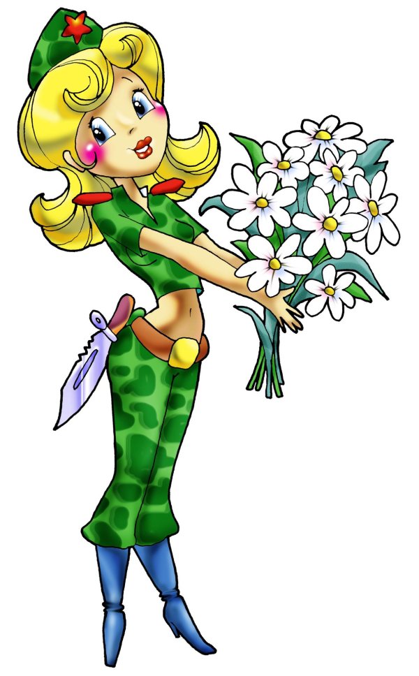 мультяшная девочка в военной форме