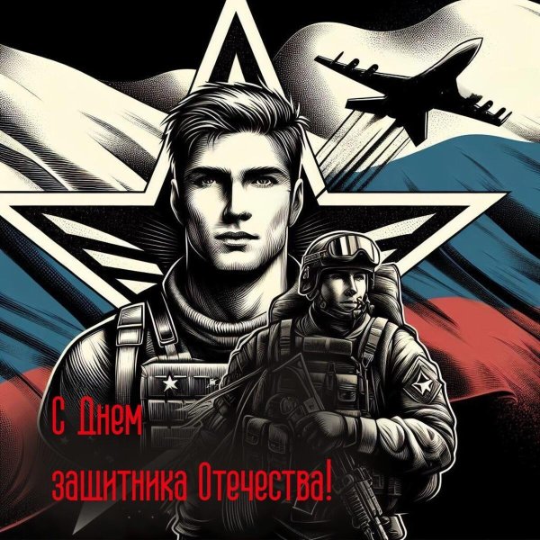 открытка на 23 февраля 2025