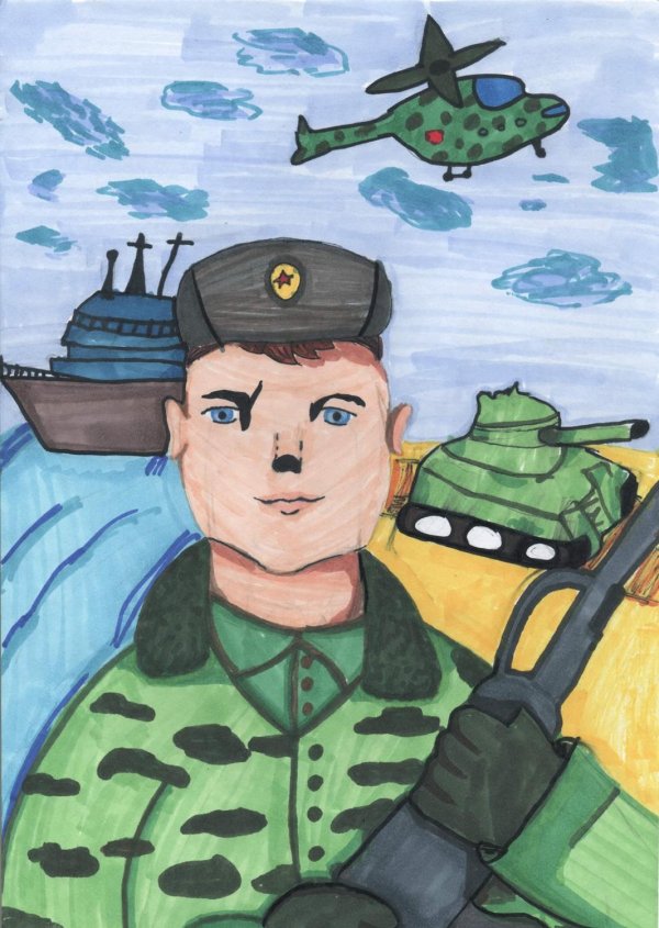 защитники отечества рисунки детей