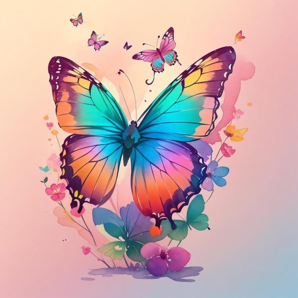 разноцветная бабочка