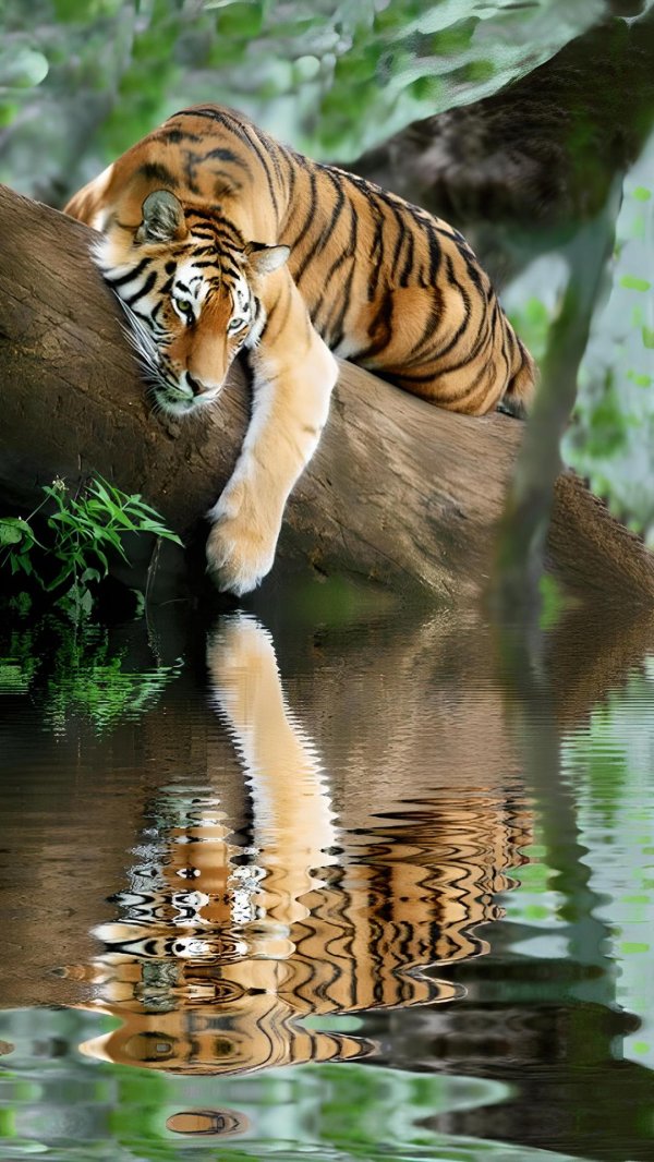 тигр на водопое