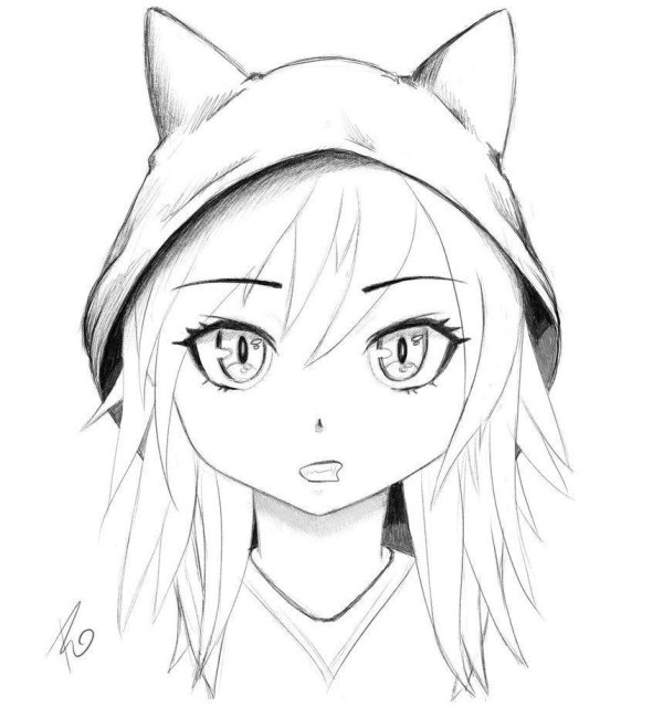 рисунок аниме карандашом