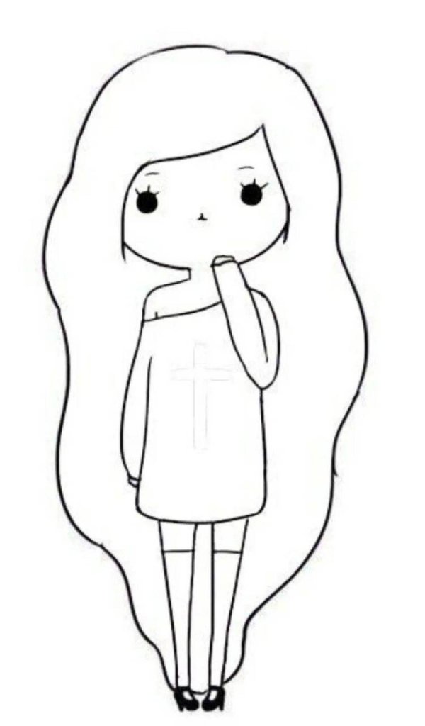 девочка рисунок для срисовки