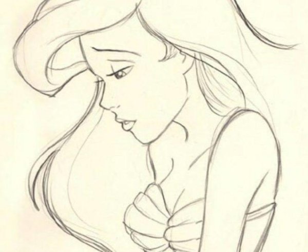 ариэль русалочка срисовать
