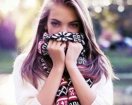 зима девушка