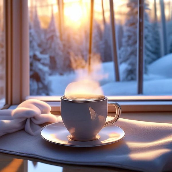 кофе зима утро
