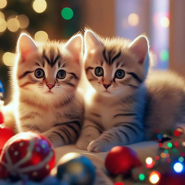 котики новогодние