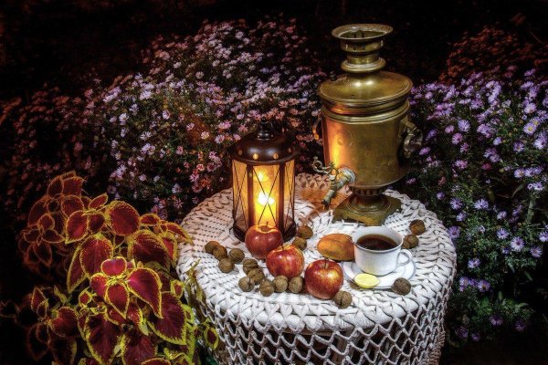 самовар в саду