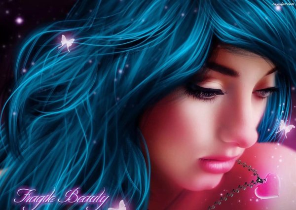 девушки с голубыми волосами