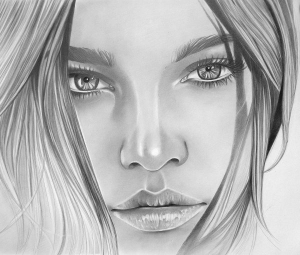 красивая девушка карандашом