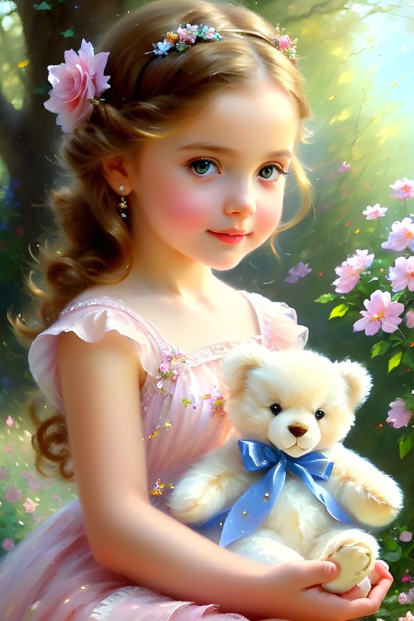 портрет девочки с мишкой