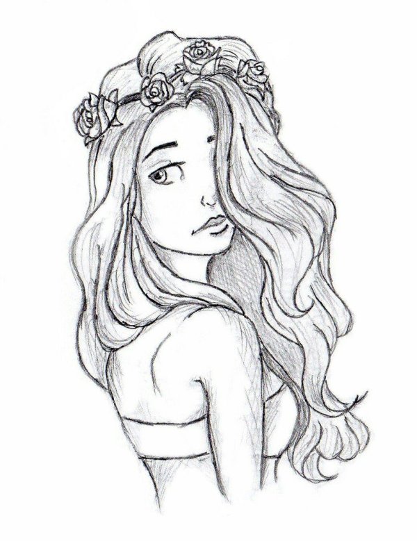 рисунок девочки для срисовки