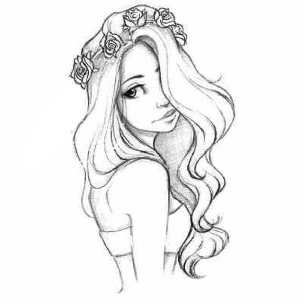 девочка рисунок для срисовки