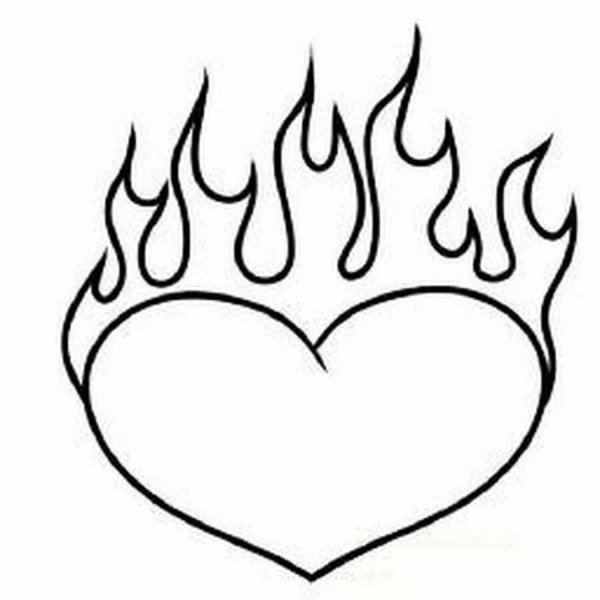 сердце в огне рисунок