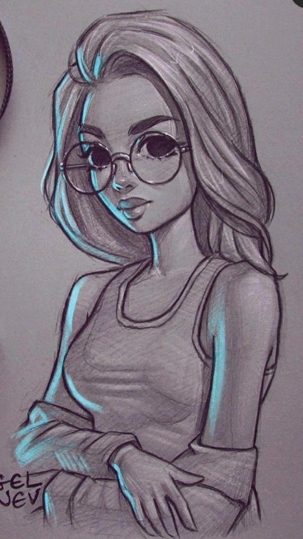 девушка карандашом