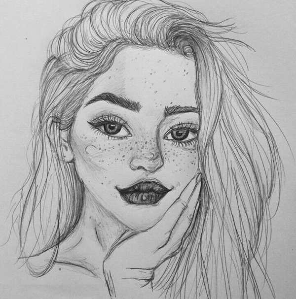 портрет девушки карандашом легкий