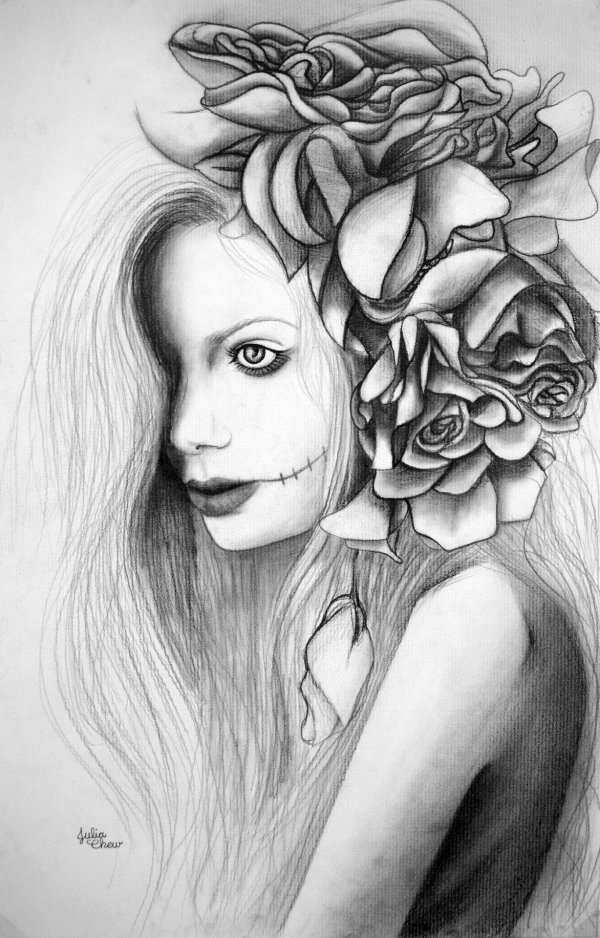 эскиз девушка