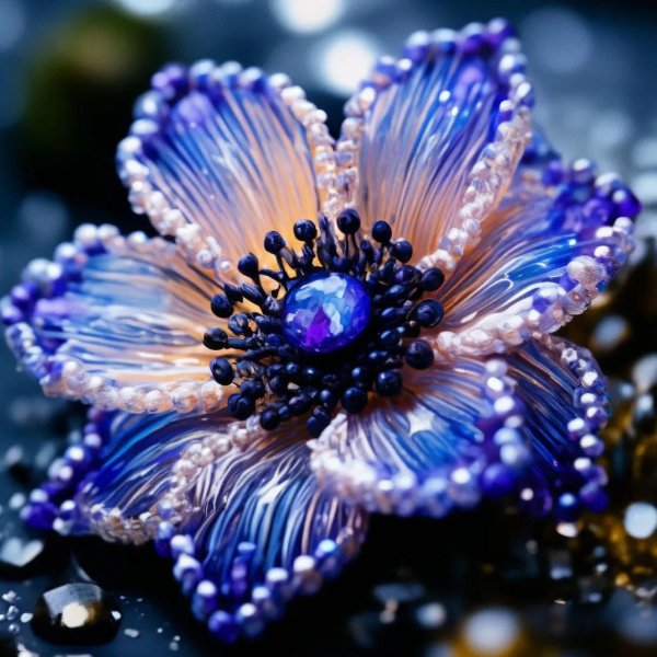 брошь василек из бисера