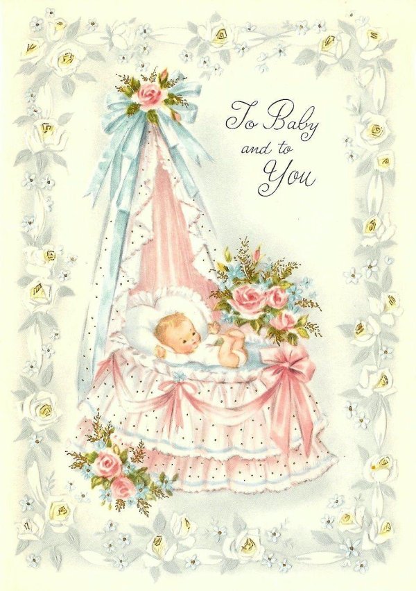 винтажные открытки с новорожденным
