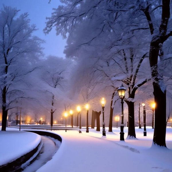 вечерний снег