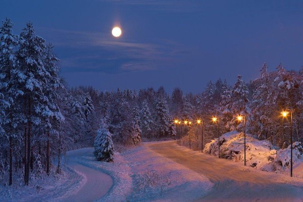 зимние ночные пейзажи