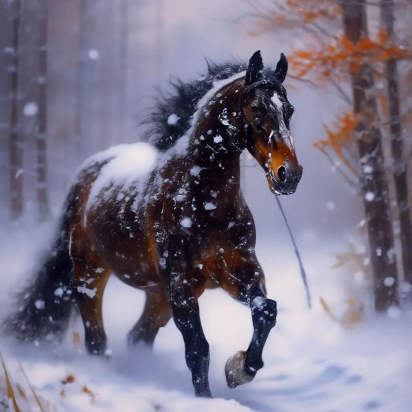 лошади зима