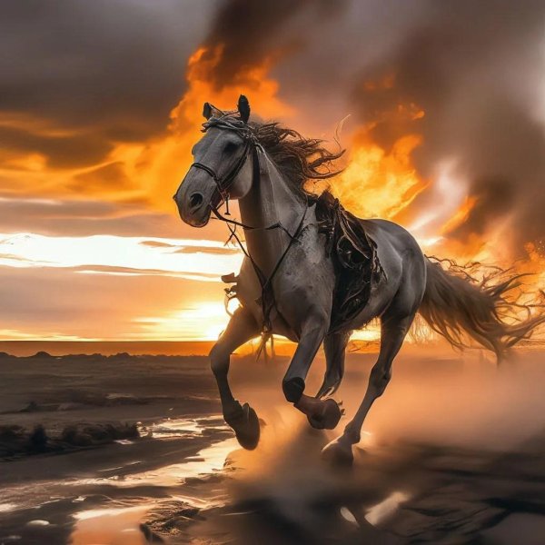 лошади на закате