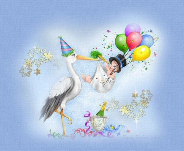 аист с младенцем