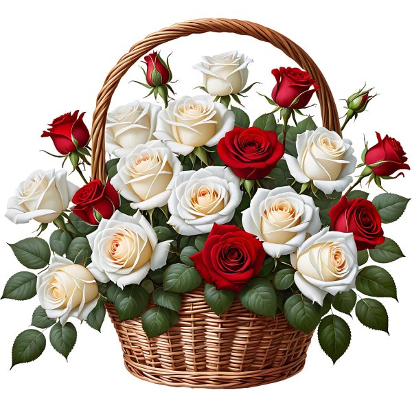 розы в корзине