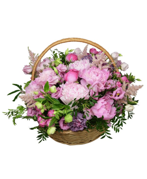 пионы в корзинке