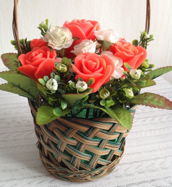 мыльные букеты в корзинке