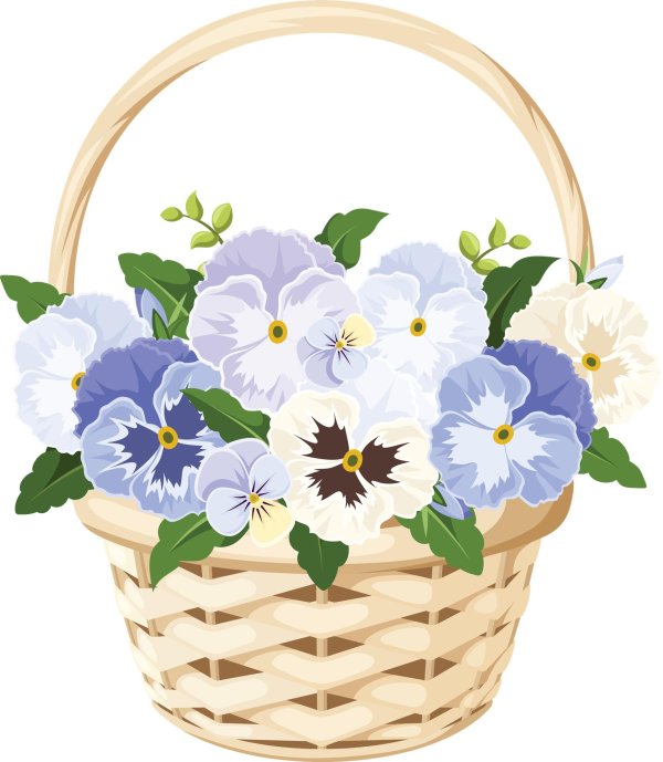 цветы в корзинах