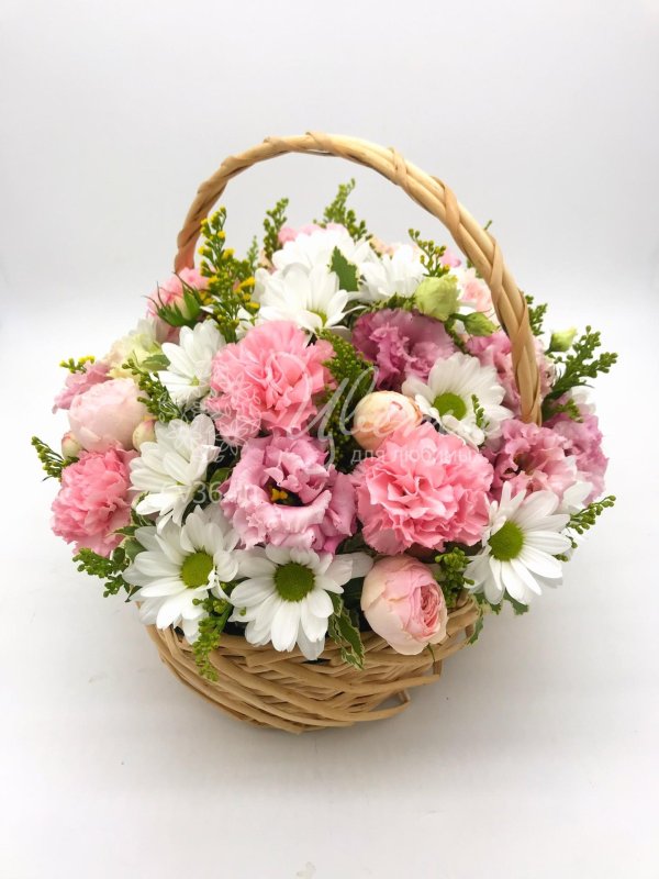 букет эустома гвоздика хризантема