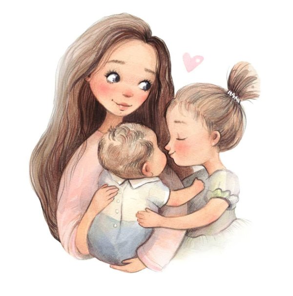 мама и дочь рисунок