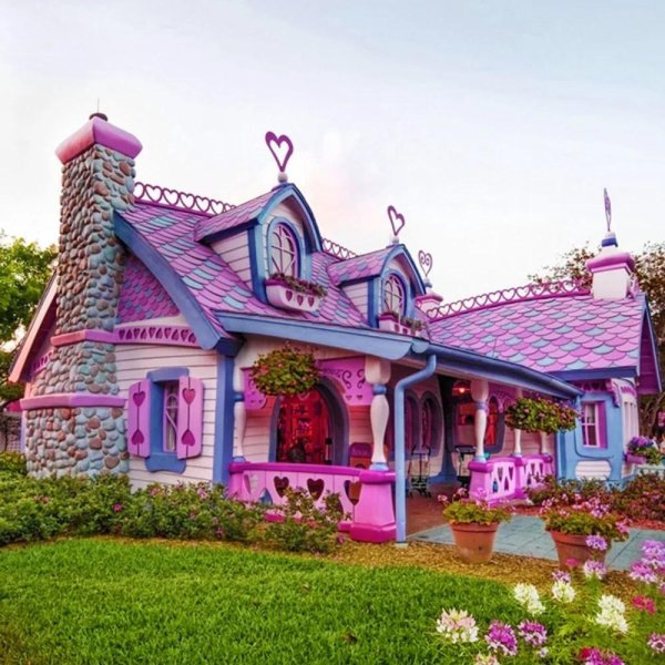 розовый домик
