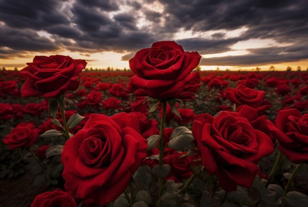 поле роз