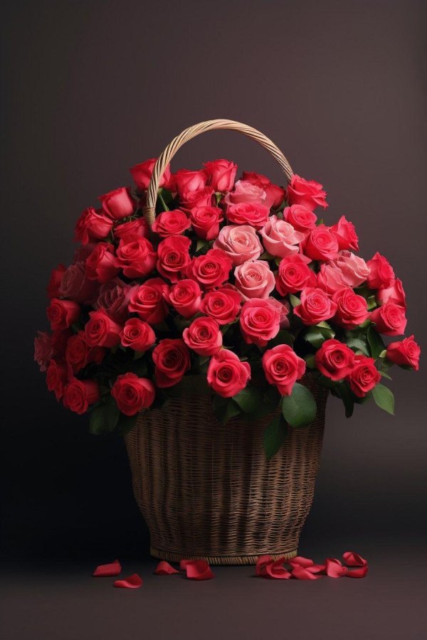 большая корзина роз