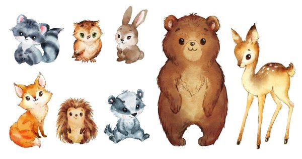 акварельные зверята