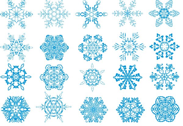 много снежинок на белом фоне